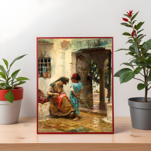 Affiche La leçon de couture de Frederick Bridgman