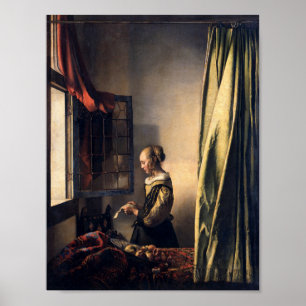 Affiche La lecture d'une lettre de Johannes Vermeer Art