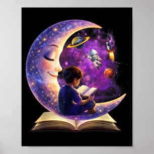 Affiche La lecture est hors de ce monde lecture de la lune
