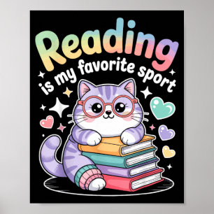 Affiche La lecture est le sport préféré chat drôle amateur
