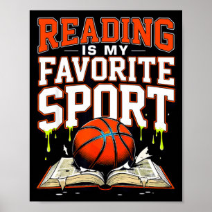 Affiche La lecture est le sport préféré drôle basketball g