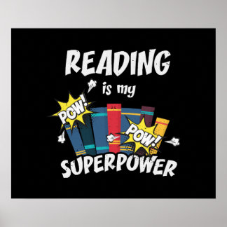 Affiche La lecture est mon ver de livre Superpower