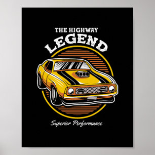 Affiche La Légende de la Route Muscle Car Design Rétro