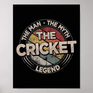 Affiche La légende du cricket Joueur de cricket rétro Homm