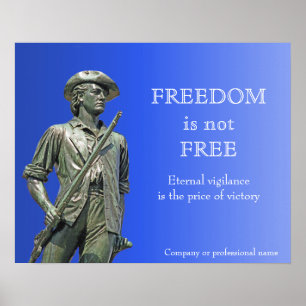 Affiche La liberté n'est pas gratuite - Statue du Minutema
