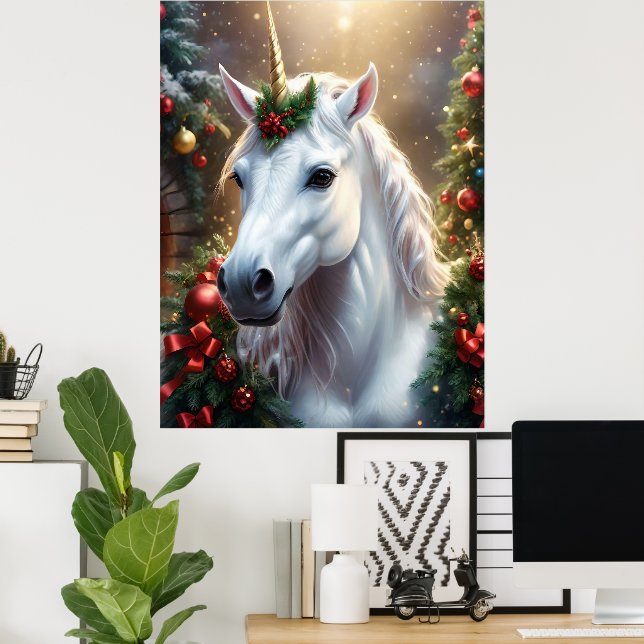 Affiche « La Licorne de Noël » (Bureau à domicile)