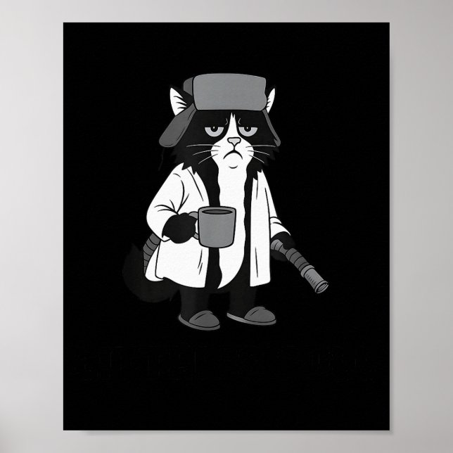 Affiche La litière est pleine Citation drôle de chat humou (Devant)