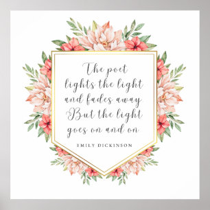 Affiche La Lumière Continue - Emily Dickinson Cadre Floral