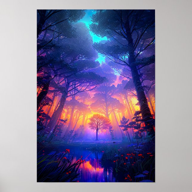 Affiche La lumière mystérieuse dans la forêt marécageuse (Devant)