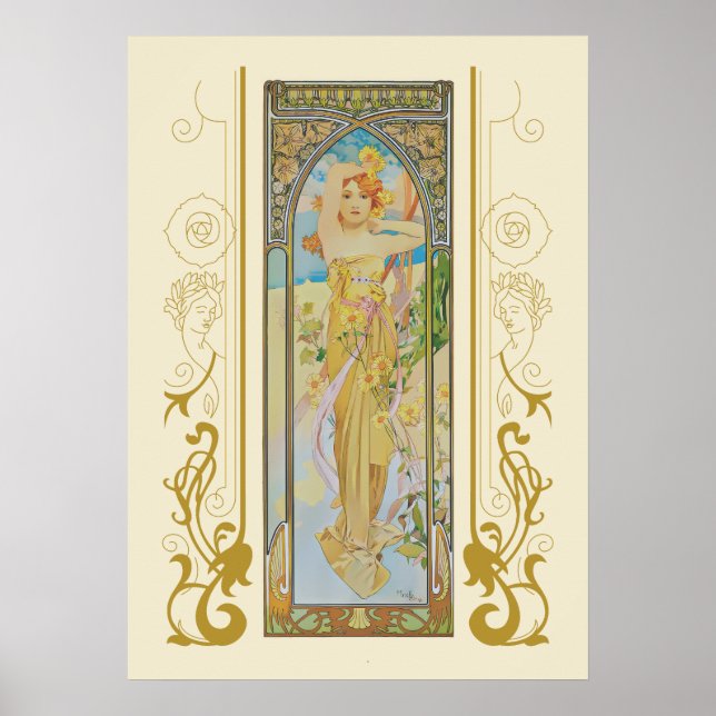 Affiche La Luminosité de la journée par Alphonse Mucha (Devant)