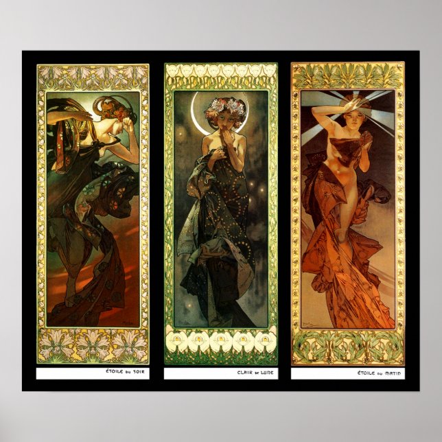 Affiche La lune et les étoiles by Alphonse Mucha (Devant)
