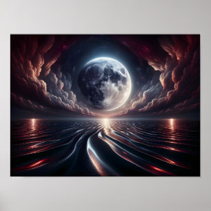 Affiche La Lune surplombant l'océan