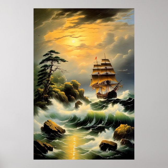 Affiche La lutte du navire à travers les mers agitées (Devant)