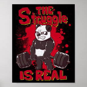 Affiche La Lutte Est Vraiment Drôle Panda Gym Bodybuilding
