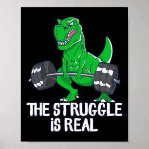 Affiche La Lutte Est Vraiment Drôle T-rex Gym Exercice
