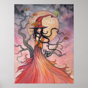 Affiche La magie d'automne La sorcière d'Halloween et l'ar
