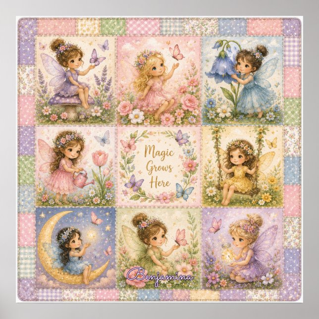 Affiche La magie grandit ici Jardin de fées enchanté paste (Devant)