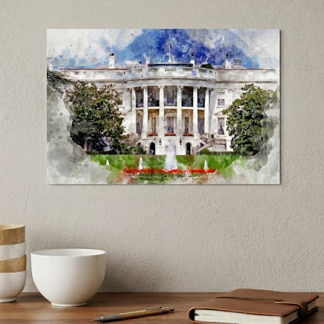 Affiche La Maison Blanche à Washington DC – Façade sud (The White House in Washington DC – Southern Facade. Poster)