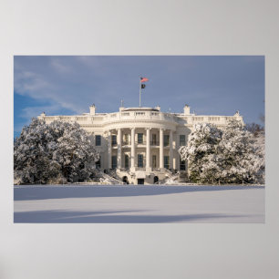 Affiche La Maison Blanche en hiver