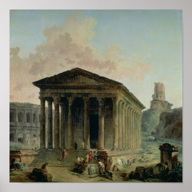 Affiche La Maison Carree avec l'amphithéâtre (Devant)