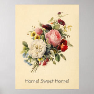 Affiche La maison, cru à la maison doux fleurit l'affiche