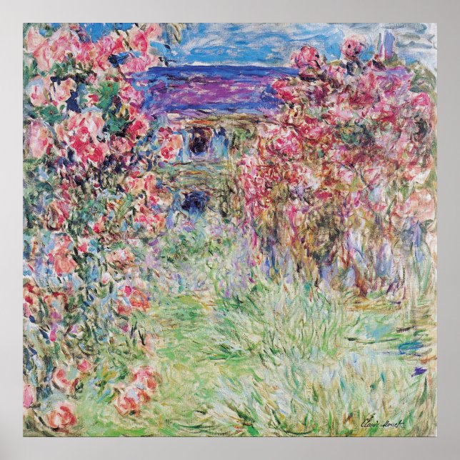 Affiche La maison dans le jardin rose de Claude Monet, (Devant)