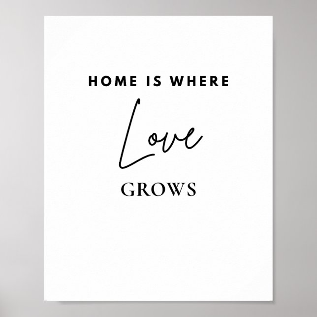 Affiche La maison est là où l'amour grandit | Citation min (Devant)