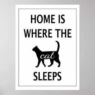 Affiche La maison est là où le chat dort