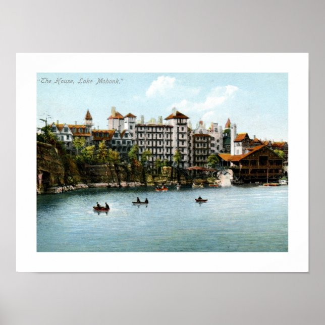 Affiche La Maison, Lac Mohonk, NY 1910 Vintage (Devant)