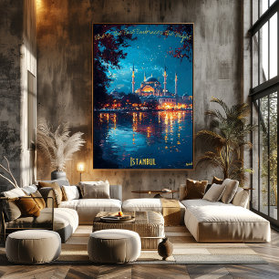 Affiche La Majesté Lune d'Istanbul - Skyline enchanteur