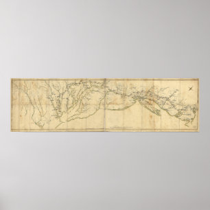 Affiche La marche de Rochambeau de Yorktown à Boston Carte