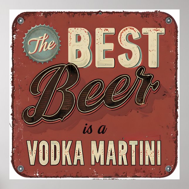 Affiche La meilleure bière est une Vodka Martini - Retro B (Devant)