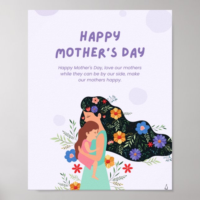 Affiche La meilleure carte de vacances Blue Happy Mothers  (Devant)