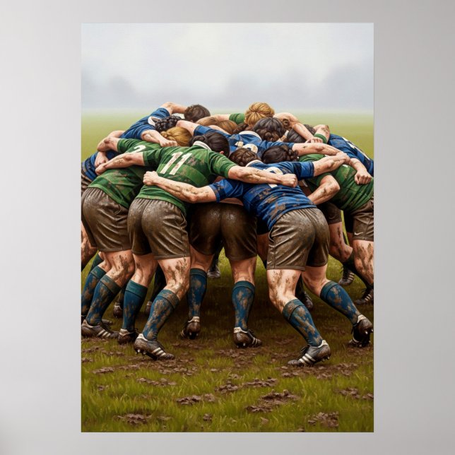 Affiche LA MÊLÉE AU RUGBY (Le Rugby Scrum) (Devant)