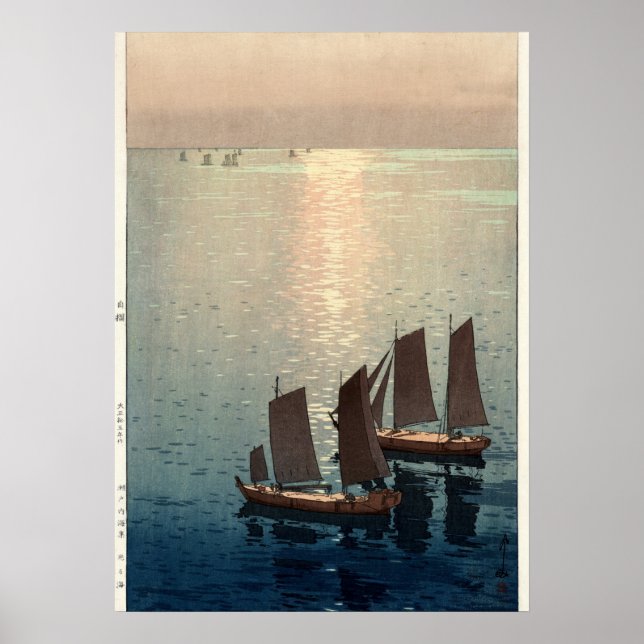 Affiche La mer scintillante par Hiroshi Yoshida (Devant)