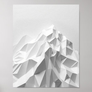 Affiche La Montagne Blanche : Un Sculptu Géométrique Minim