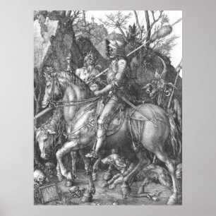 Affiche La mort de chevalier d'Albrecht Durer et le diable