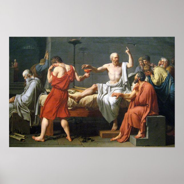 Affiche La mort de Socrate par Jacques-Louis David (Devant)