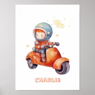 Affiche La moto de Little Astronaut personnalisable