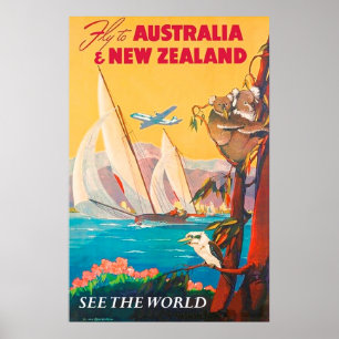 Affiche La mouche vers l'Australie et la Nouvelle Zélande,