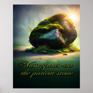 Affiche La mousse pousse sur la pierre patiente
