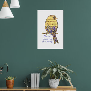 Affiche La musique donne des ailes à mon âme Citation Insp