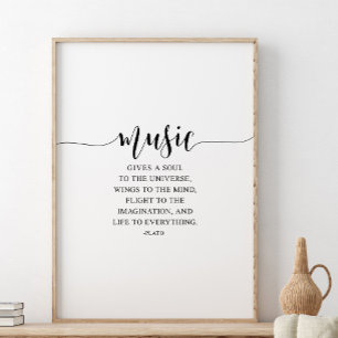 Affiche La Musique Donne Une Âme À L'Univers, Citation Pla