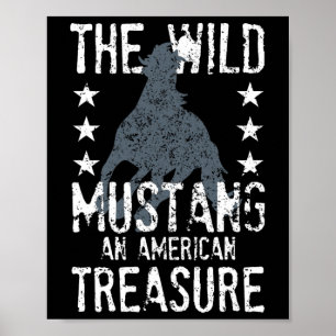 Affiche La Mustang Sauvage Un Trésor Américain Drôle Cheva