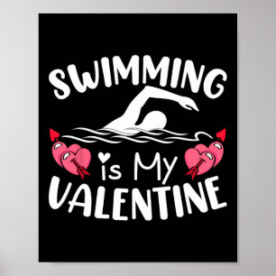 Affiche La natation est mon Valentin garçons filles sports