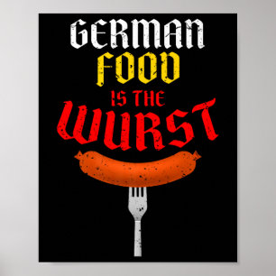 Affiche La Nourriture Allemande Est La Wurst. Costume faci