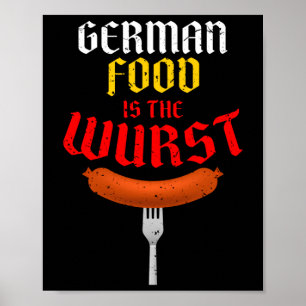 Affiche La Nourriture Allemande Est La Wurst. Costume faci