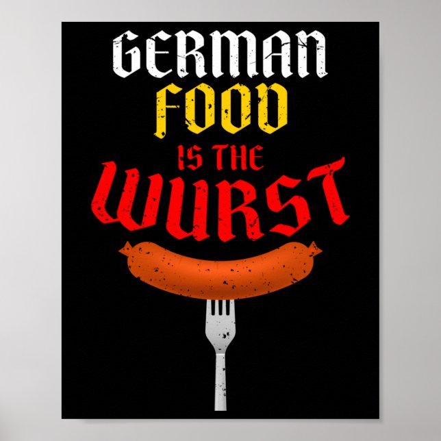 Affiche La Nourriture Allemande Est La Wurst. Costume faci (Devant)