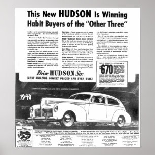 Affiche La nouvelle automobile 1940 du Hudson
