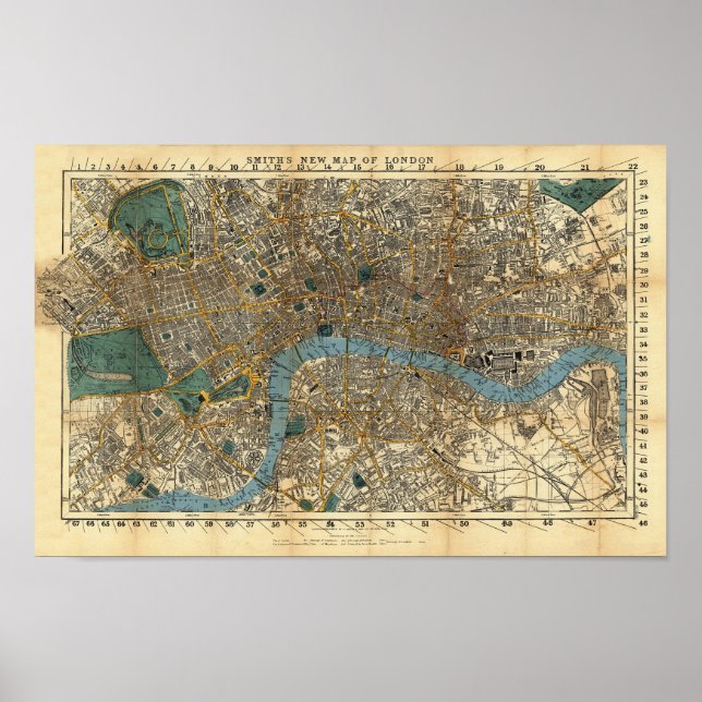 Affiche La nouvelle carte de Londres de Smith 1860 (Devant)